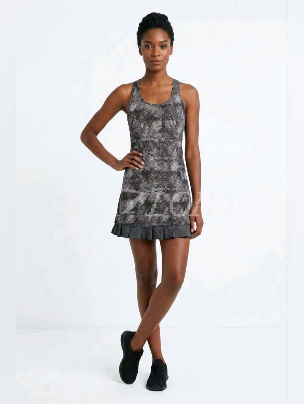 Soybu Charcoal Athletic Tennis/Pickleball/Golf Dress with Pleated Hem